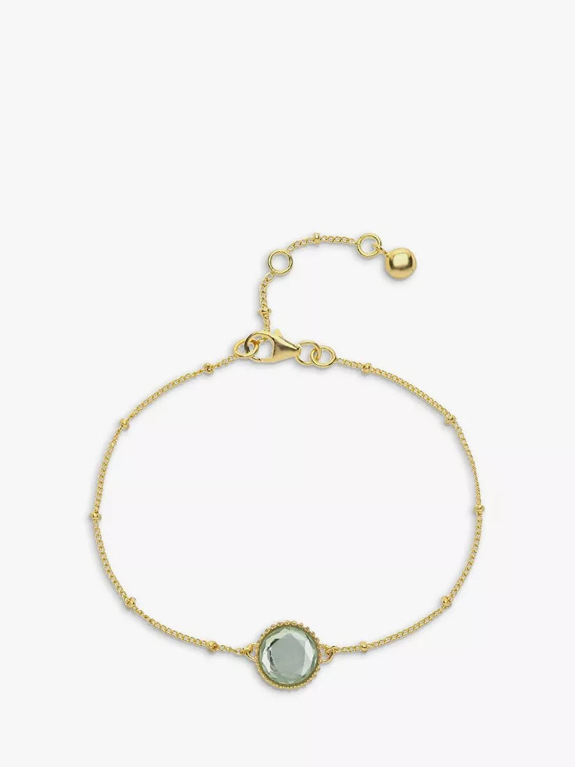 Auree Barcelona Personalised Birthstone Gold Vermeil Beaded Chain Bracelet