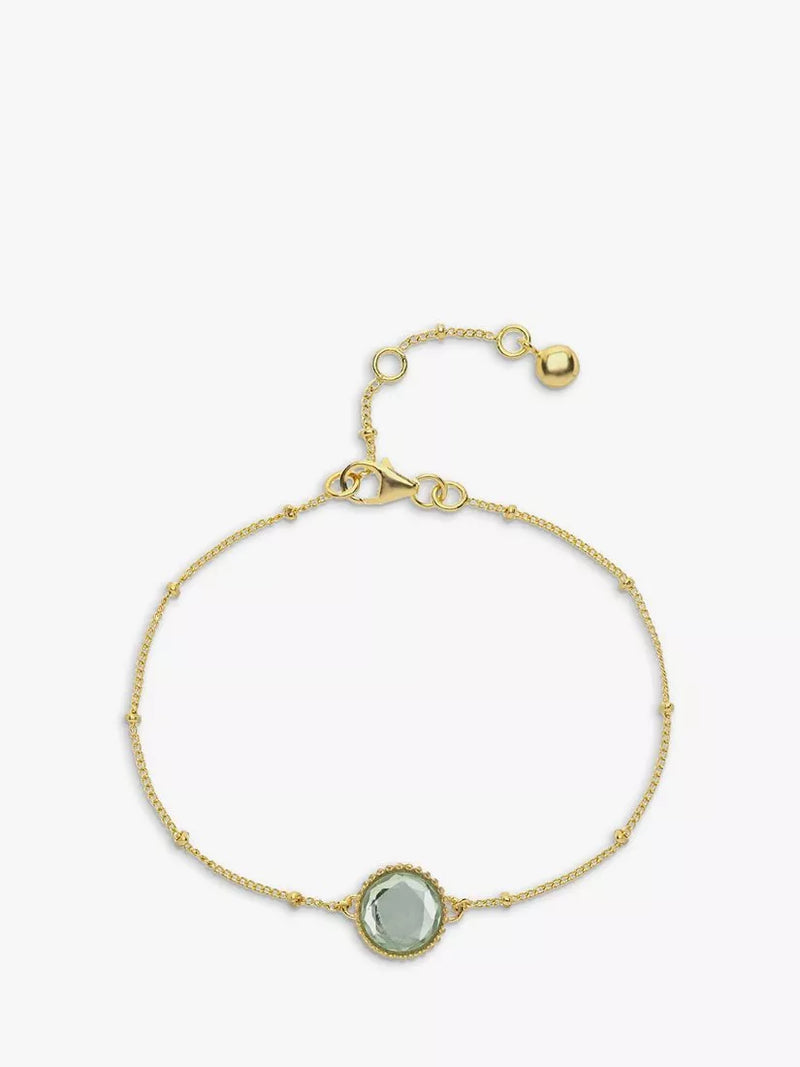 Auree Barcelona Personalised Birthstone Gold Vermeil Beaded Chain Bracelet