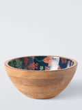 John Lewis Autumn Leaves Salad Bowl, 24cm, FSC-Certified (Mango Wood), Natural/Navy