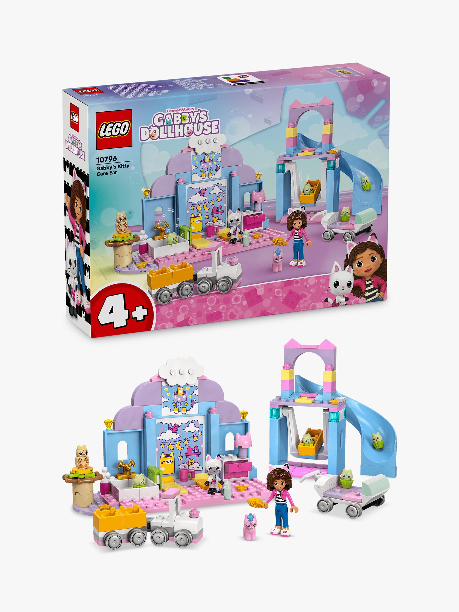 Dollhouse Playset Featuring Kitty Care Theme, Slide, Buggy, and Train