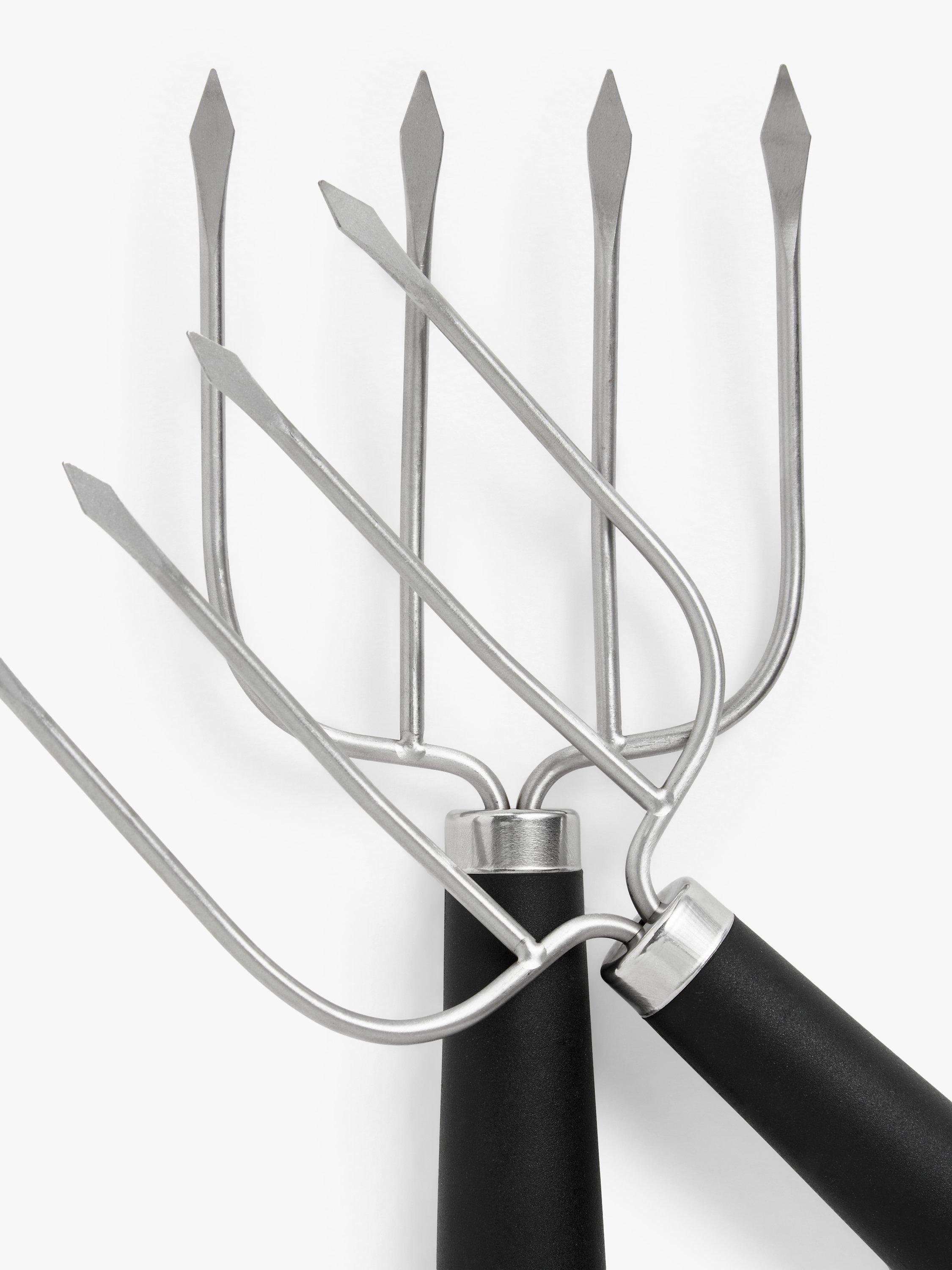 John Lewis soft grip meat lifting forks silver black, UK version