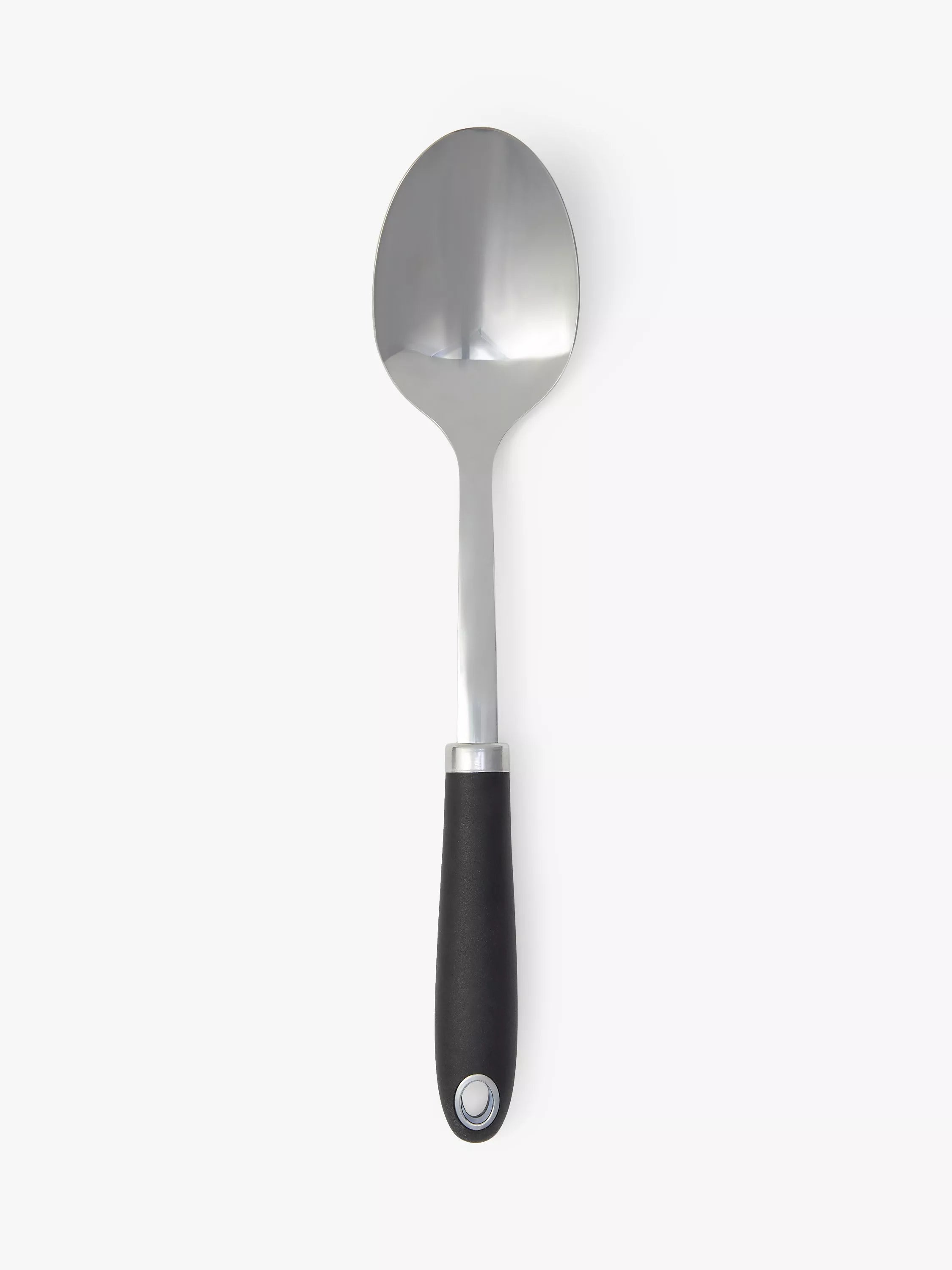 John Lewis soft grip stainless steel solid spoon Silver/Black, UK version