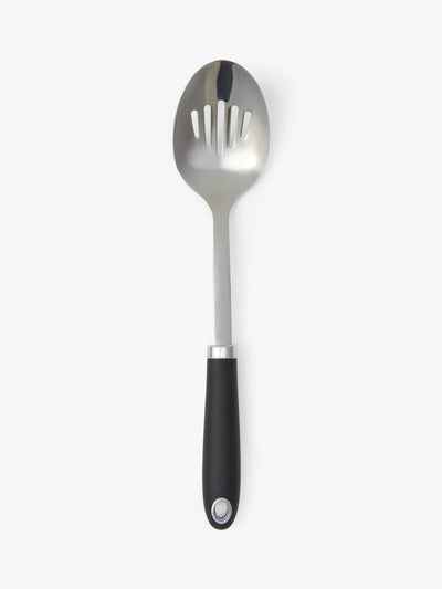 John Lewis John Lewis Soft Grip Stainless Steel Slotted Spoon, Silver/Black- Buy online at McGrocer