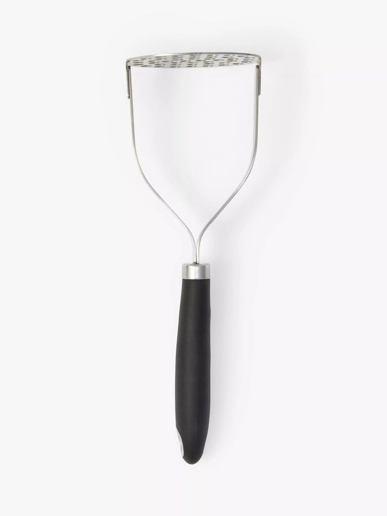 John Lewis Soft Grip Handle Stainless Steel Potato Masher, Silver/Black