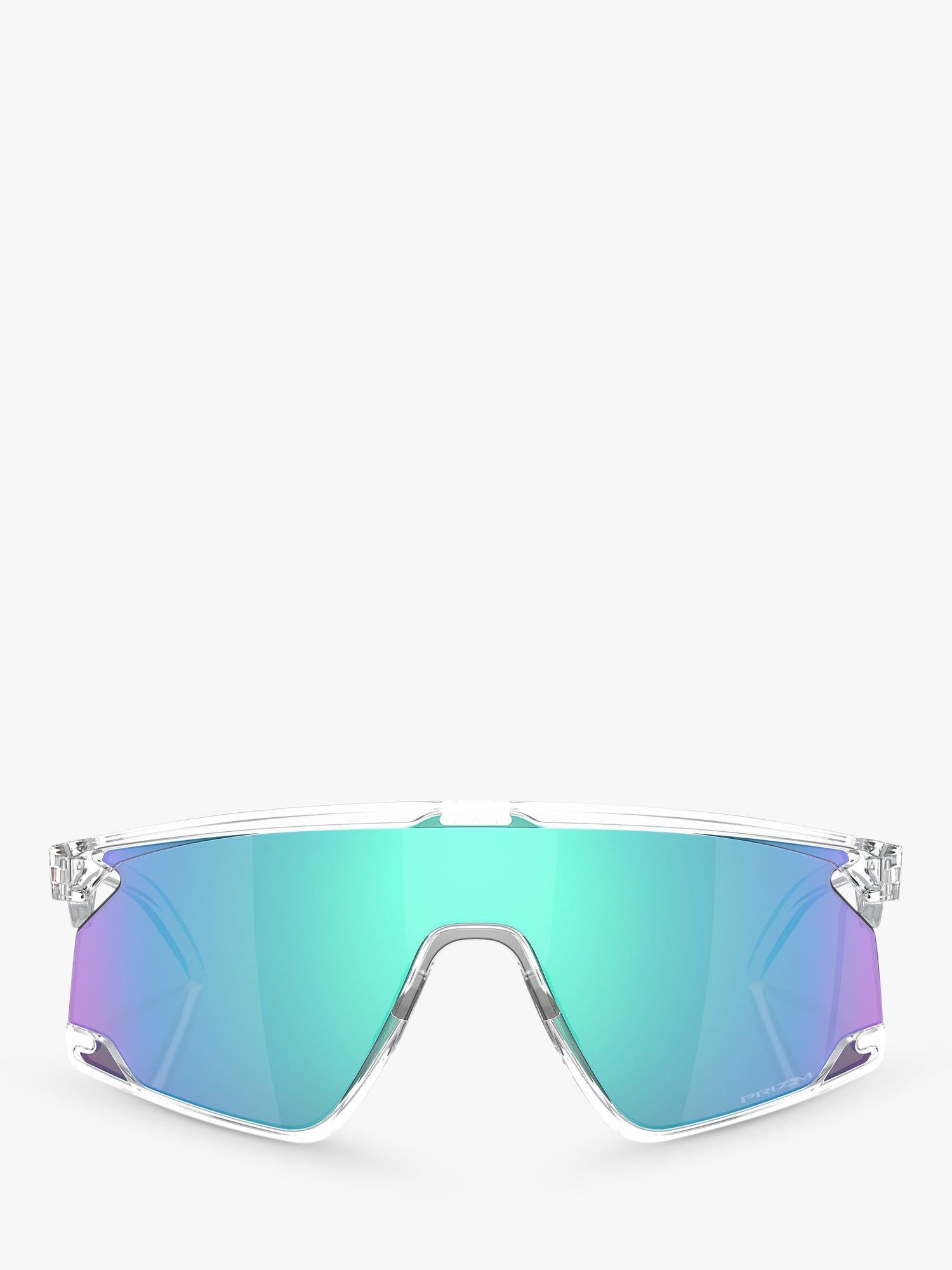 Oakley OO9280 wrap sunglasses clear frame mirrored lenses (British brand)