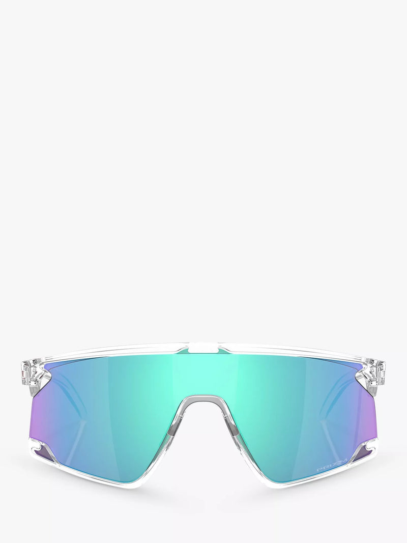 Oakley OO9280 wrap sunglasses clear frame mirrored lenses (British brand)