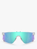Oakley OO9280 wrap sunglasses clear frame mirrored lenses (British brand)