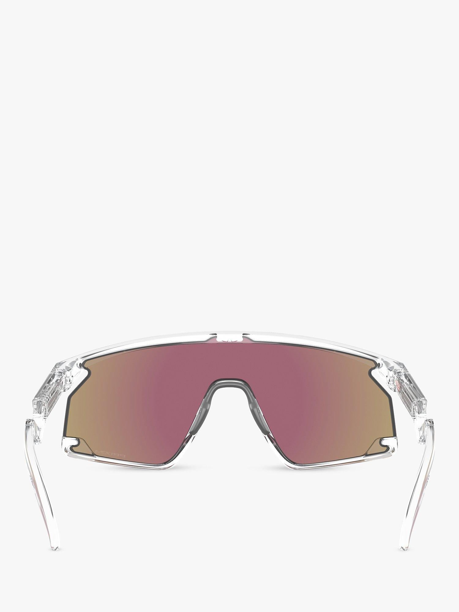 Oakley OO9280 wrap sunglasses clear frame mirrored lenses (British brand)