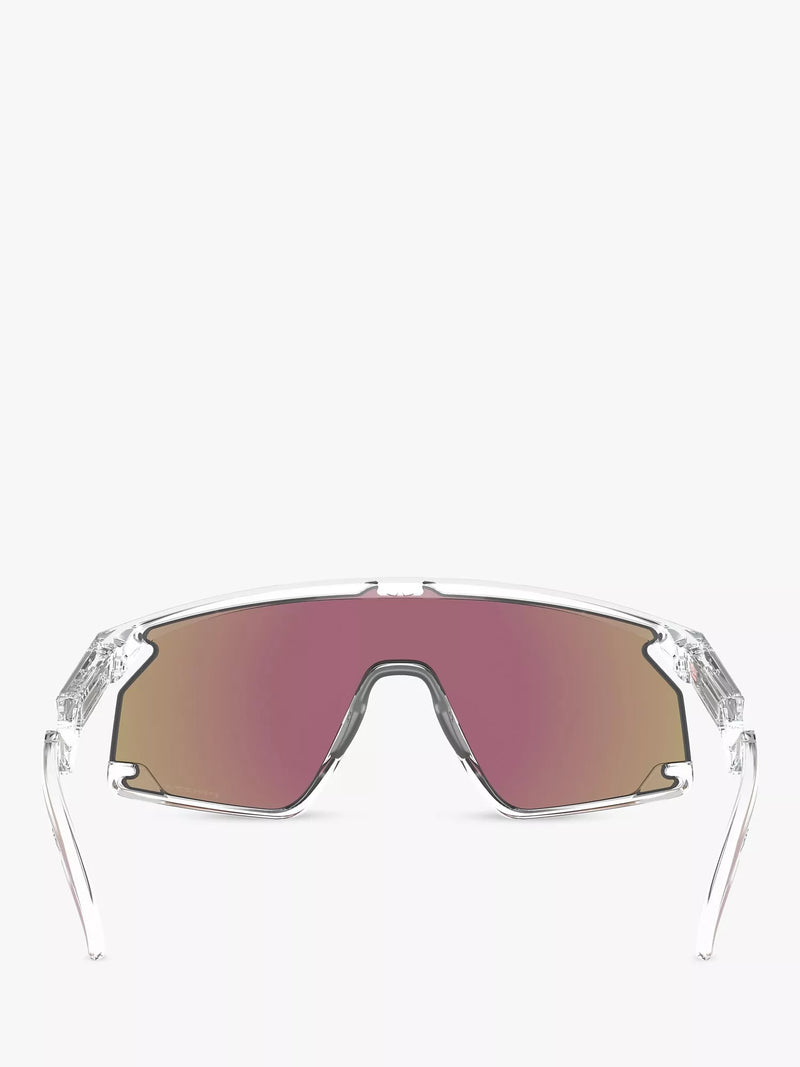 Oakley OO9280 wrap sunglasses clear frame mirrored lenses (British brand)