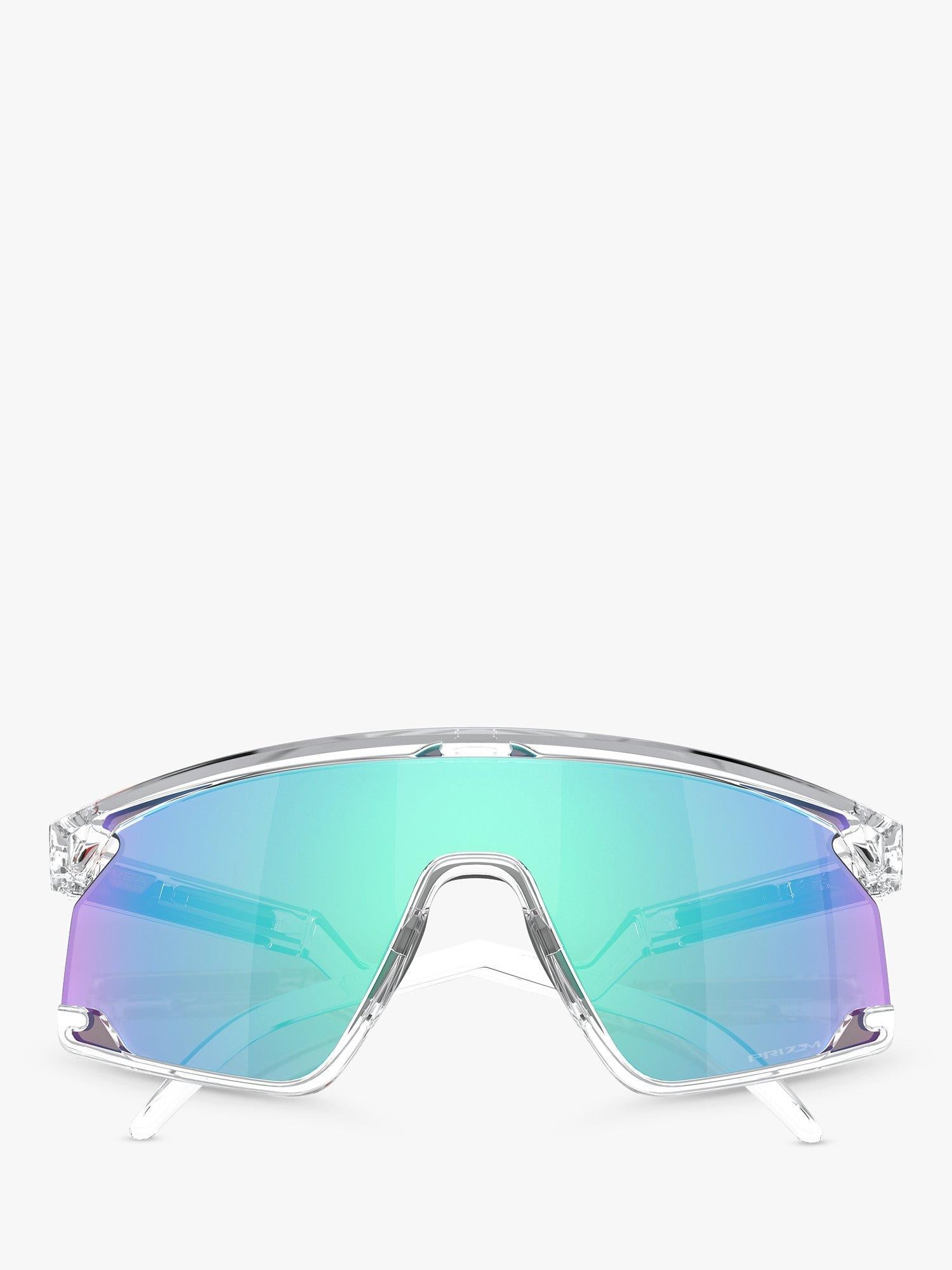 Oakley OO9280 wrap sunglasses clear frame mirrored lenses (British brand)