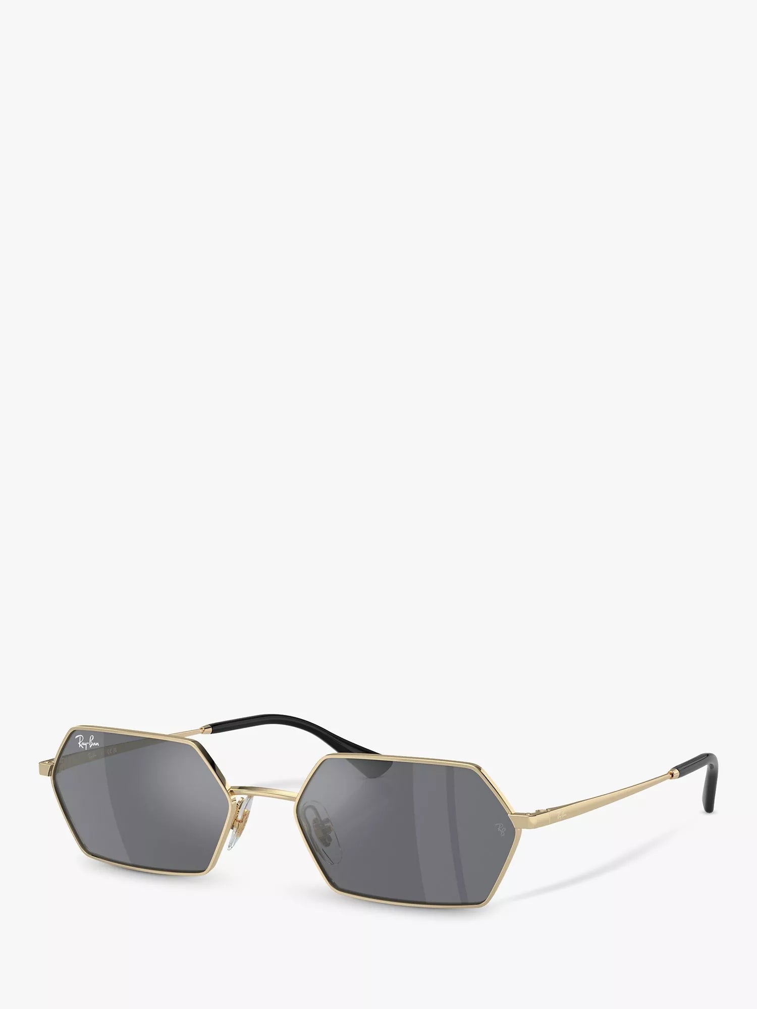 Ray-Ban Yevi hexagonal sunglasses light gold mirror grey 58mm (British brand)