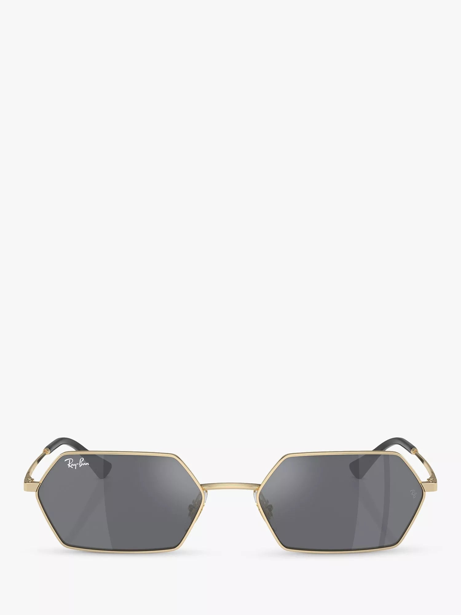Ray-Ban Yevi hexagonal sunglasses light gold mirror grey 58mm (British brand)