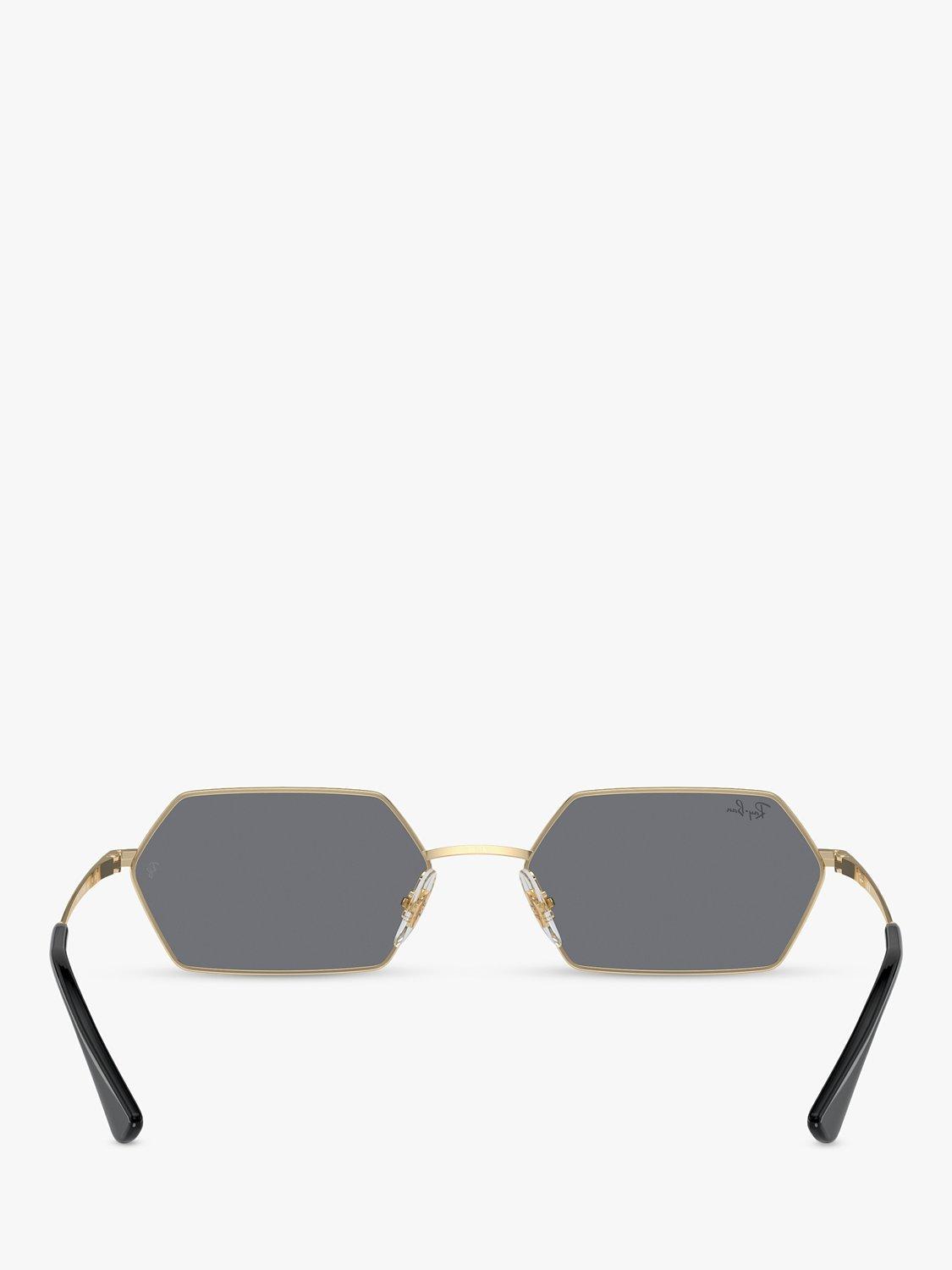Ray-Ban Yevi hexagonal sunglasses light gold mirror grey 58mm (British brand)