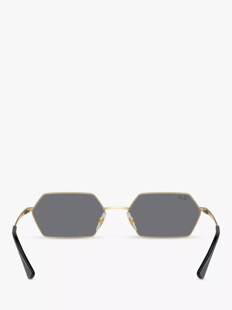 Ray-Ban Yevi hexagonal sunglasses light gold mirror grey 58mm (British brand)