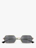 Ray-Ban Yevi hexagonal sunglasses light gold mirror grey 58mm (British brand)