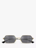 Ray-Ban Yevi hexagonal sunglasses light gold mirror grey 58mm (British brand)