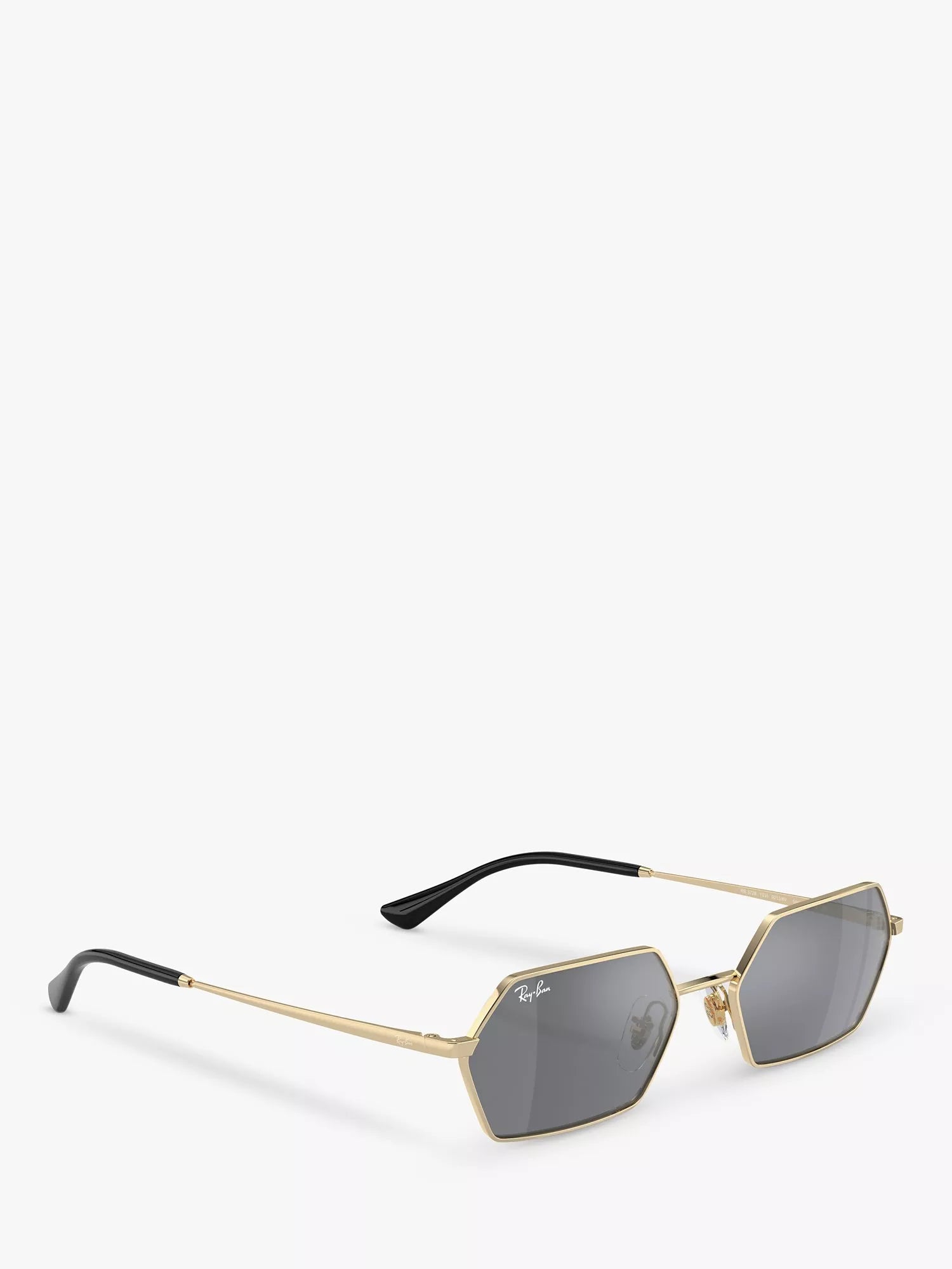Ray-Ban Yevi hexagonal sunglasses light gold mirror grey 58mm (British brand)