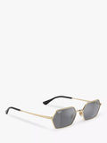 Ray-Ban Yevi hexagonal sunglasses light gold mirror grey 58mm (British brand)