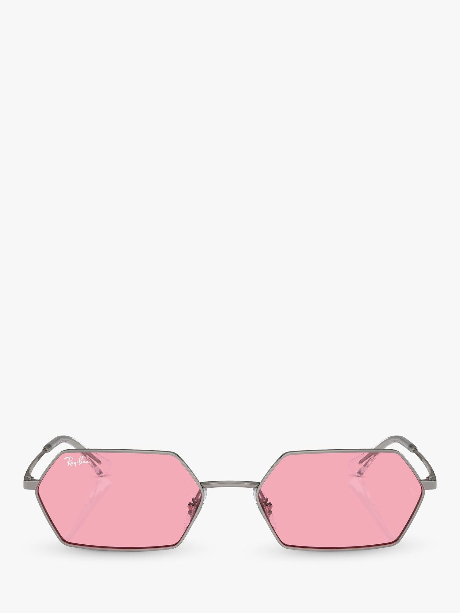 Ray-Ban Yevi hexagonal sunglasses gunmetal pink 58mm (British brand)