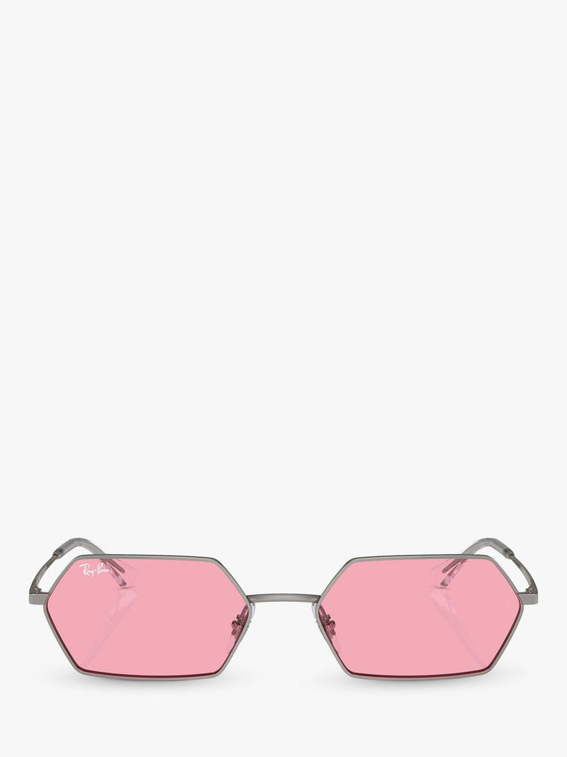 Ray-Ban Yevi hexagonal sunglasses gunmetal pink 58mm (British brand)