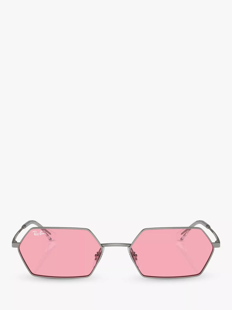 Ray-Ban Yevi hexagonal sunglasses gunmetal pink 58mm (British brand)