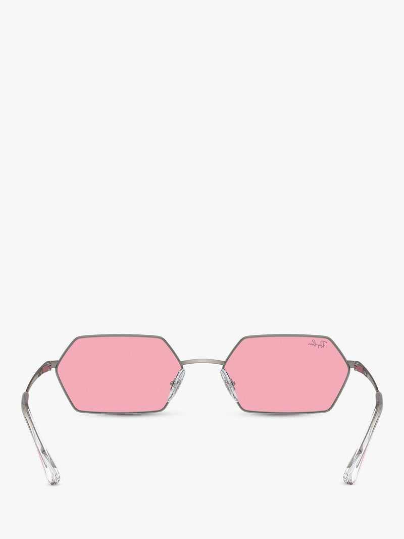 Ray-Ban Yevi hexagonal sunglasses gunmetal pink 58mm (British brand)