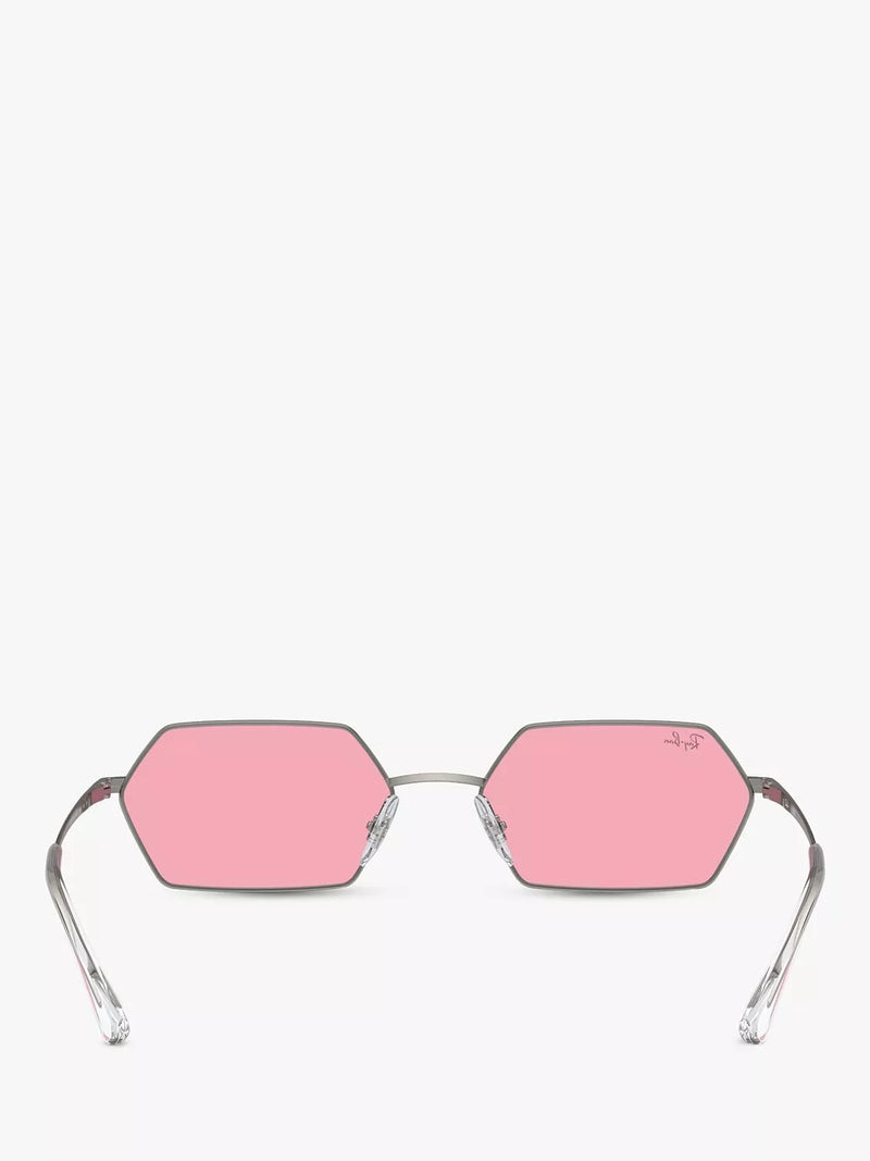 Ray-Ban Yevi hexagonal sunglasses gunmetal pink 58mm (British brand)