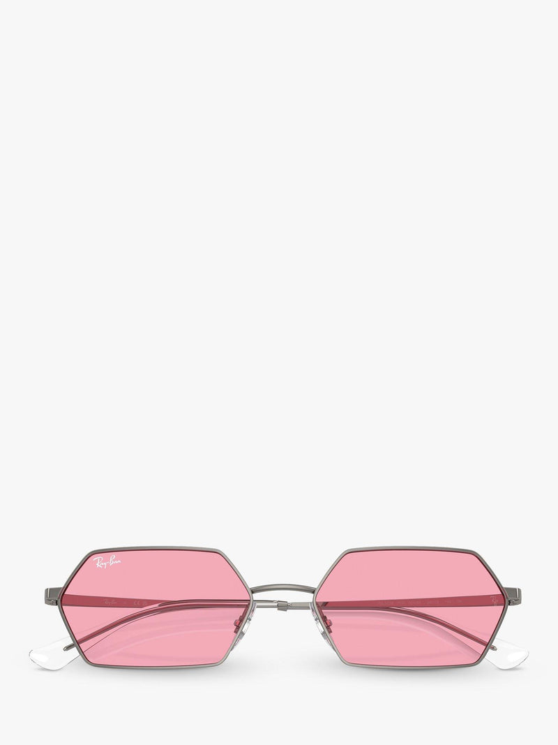 Ray-Ban Yevi hexagonal sunglasses gunmetal pink 58mm (British brand)