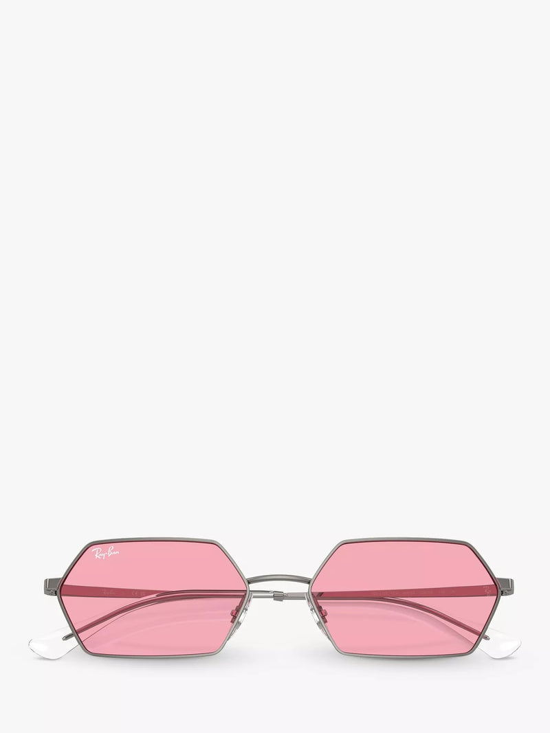 Ray-Ban Yevi hexagonal sunglasses gunmetal pink 58mm (British brand)