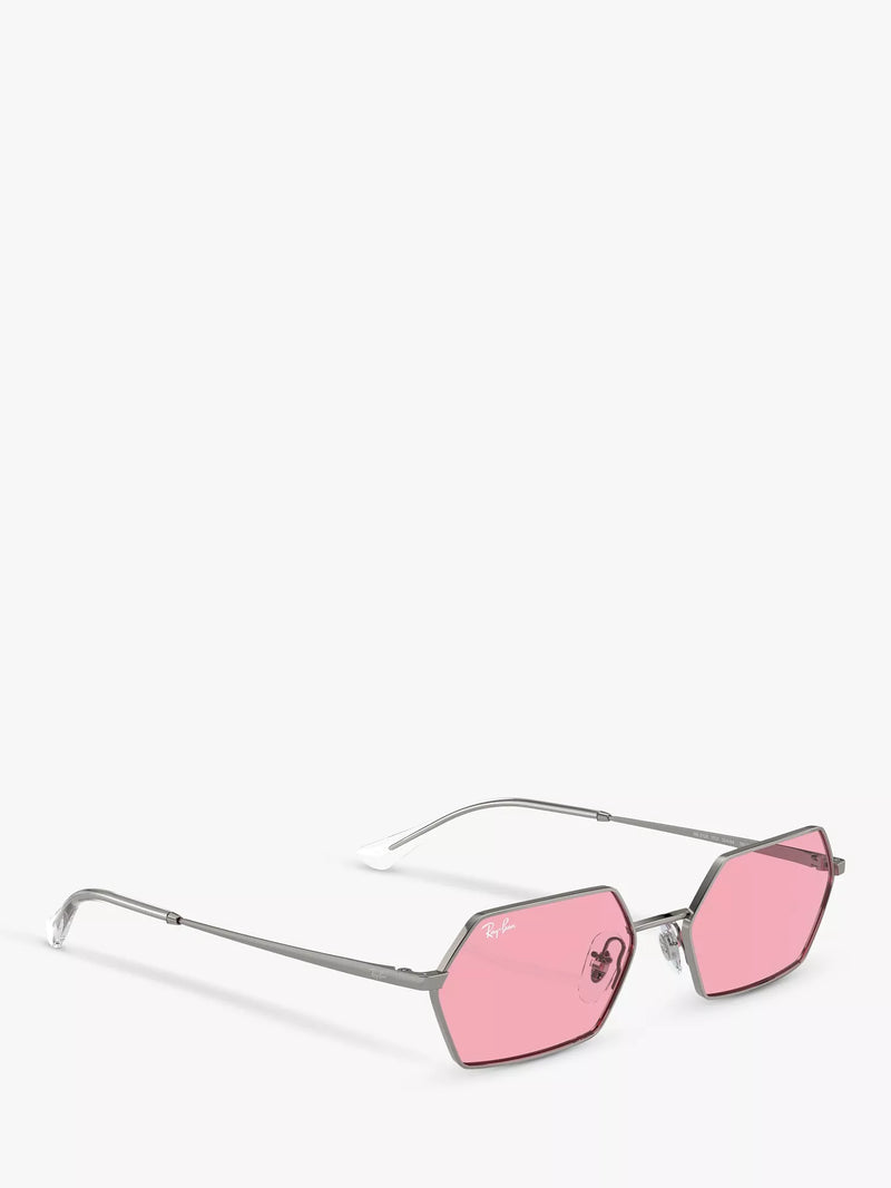 Ray-Ban Yevi hexagonal sunglasses gunmetal pink 58mm (British brand)