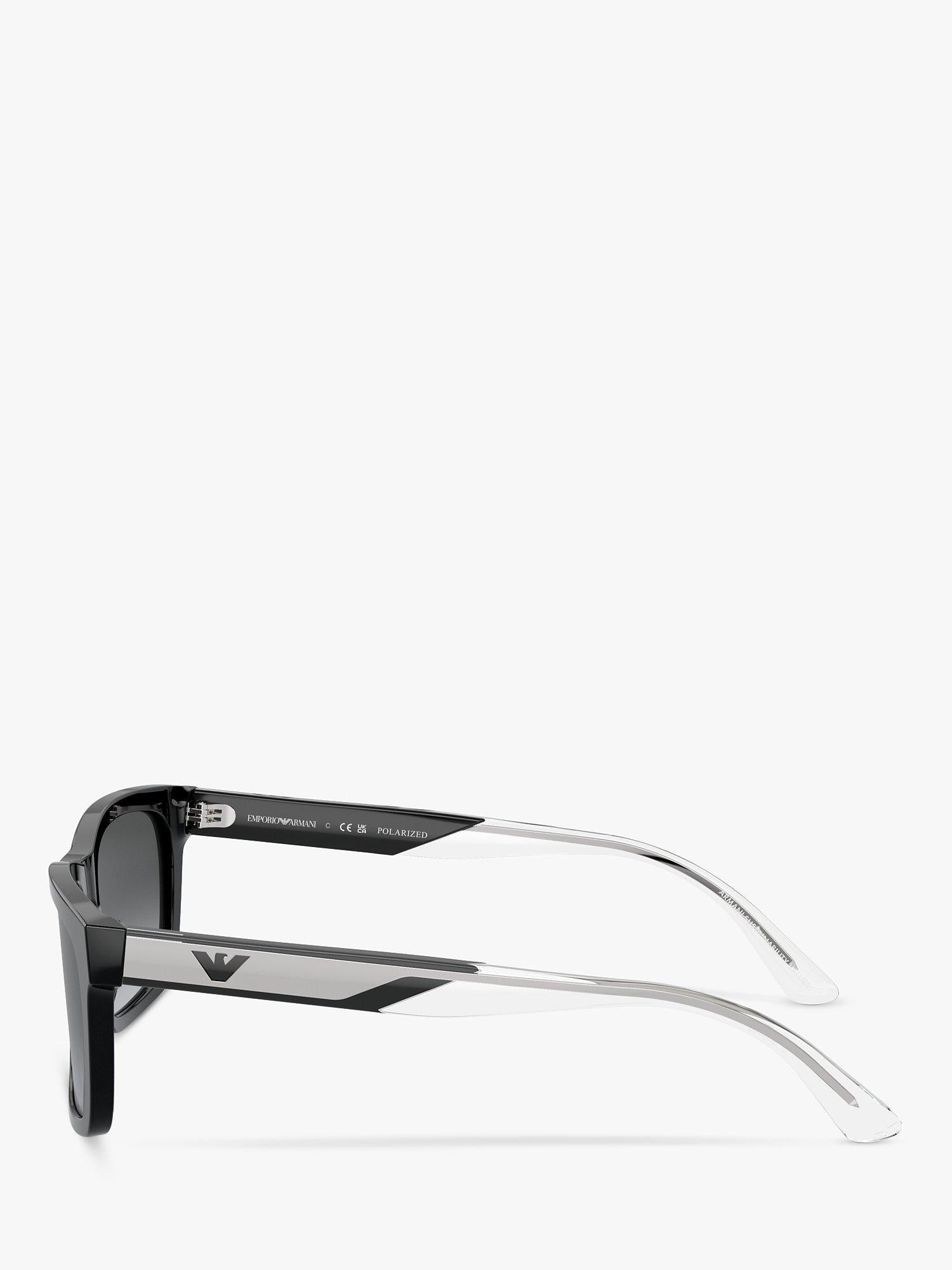 Emporio Armani rectangular polarised sunglasses black - British product