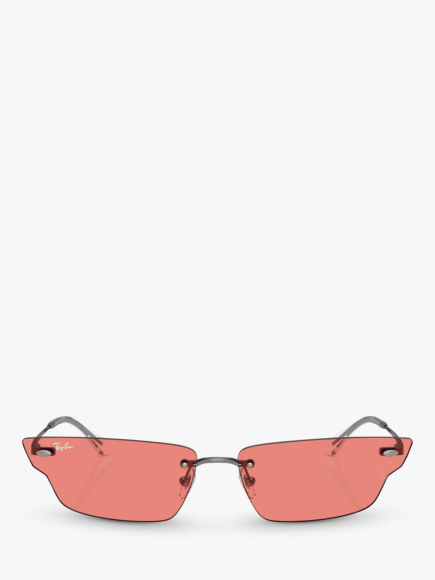 Ray-Ban RB3731 rectangular sunglasses gunmetal pink 63mm, UK version