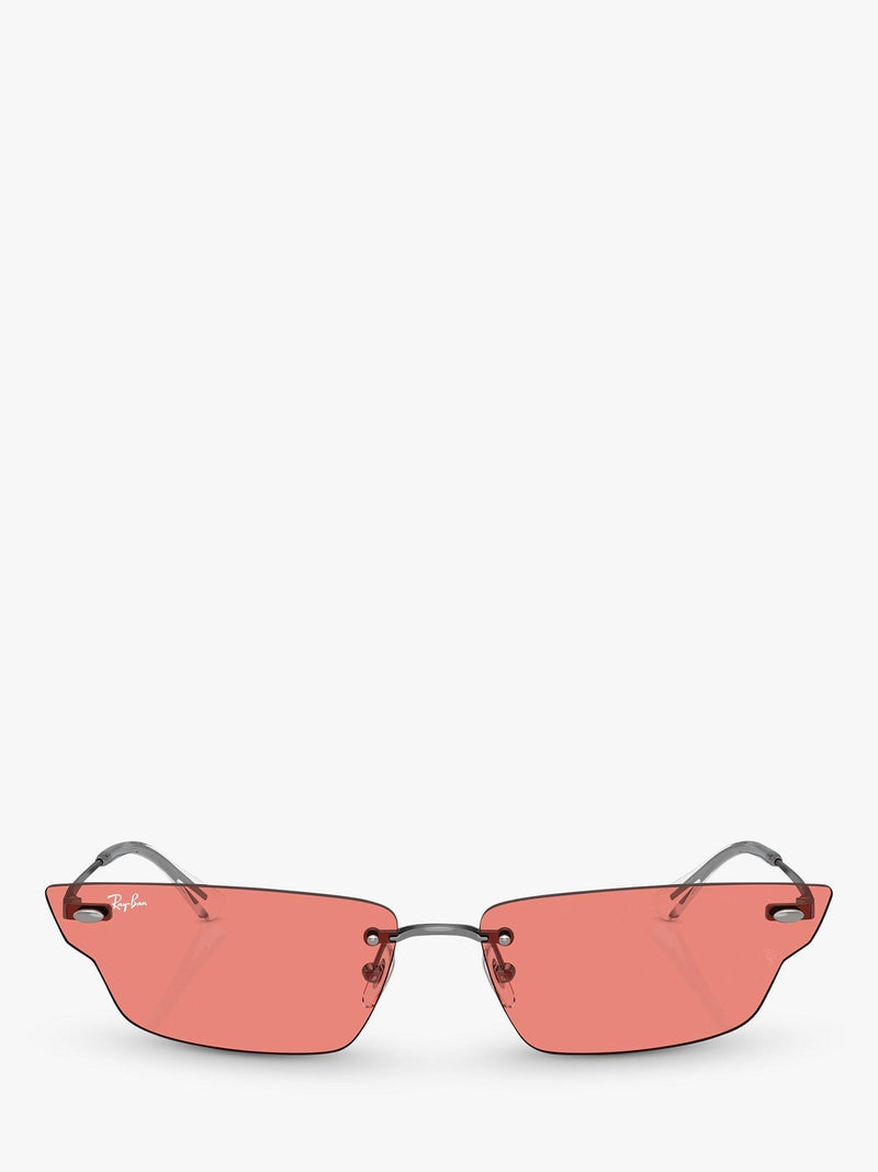 Ray-Ban RB3731 rectangular sunglasses gunmetal pink 63mm, UK version
