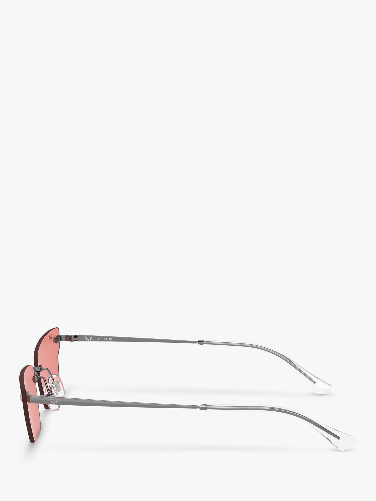 Ray-Ban RB3731 rectangular sunglasses gunmetal pink 63mm, UK version