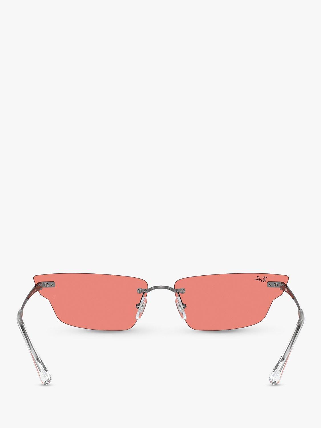 Ray-Ban RB3731 rectangular sunglasses gunmetal pink 63mm, UK version