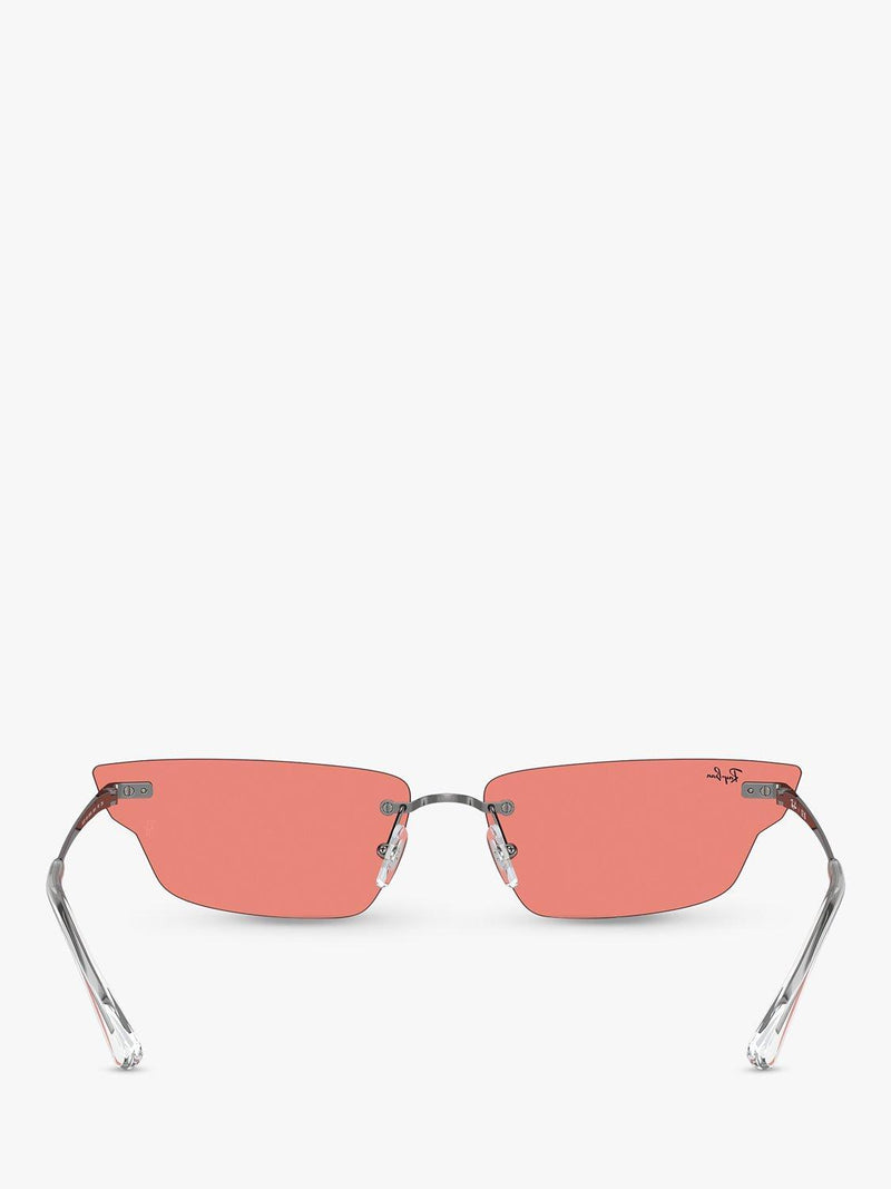 Ray-Ban RB3731 rectangular sunglasses gunmetal pink 63mm, UK version