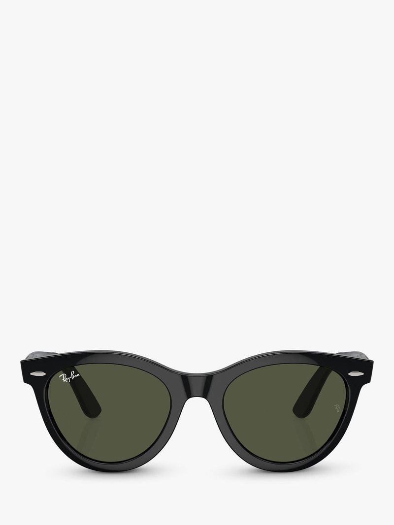 Ray-Ban RB2241 Wayfarer sunglasses black frame green glass lenses, UK version