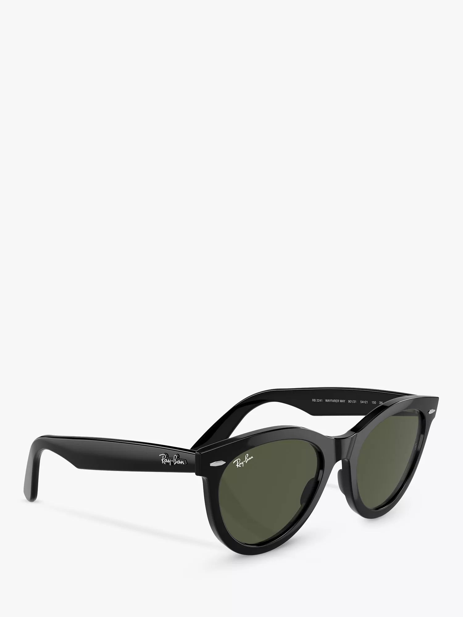Ray-Ban RB2241 Wayfarer sunglasses black frame green glass lenses, UK version