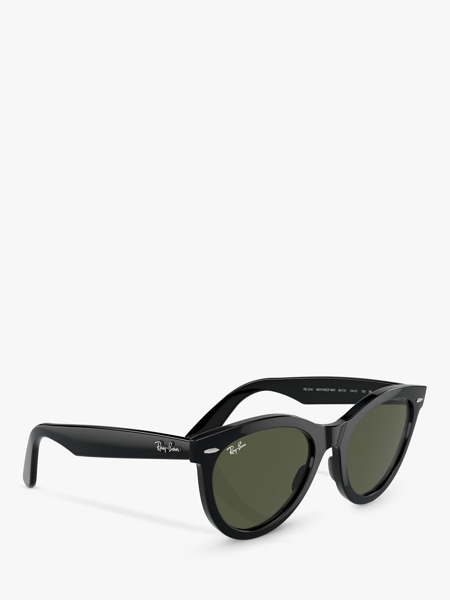 Ray-Ban RB2241 Wayfarer sunglasses black frame green glass lenses, UK version