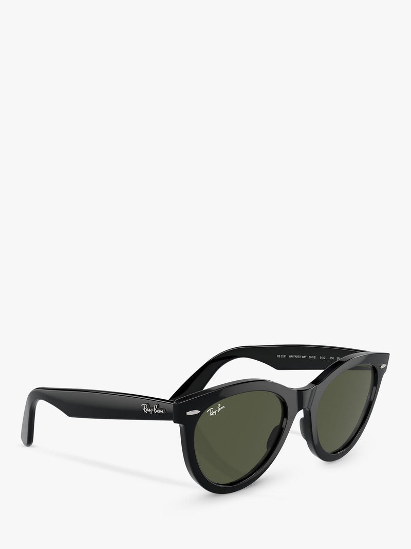 Ray-Ban RB2241 Wayfarer sunglasses black frame green glass lenses, UK version
