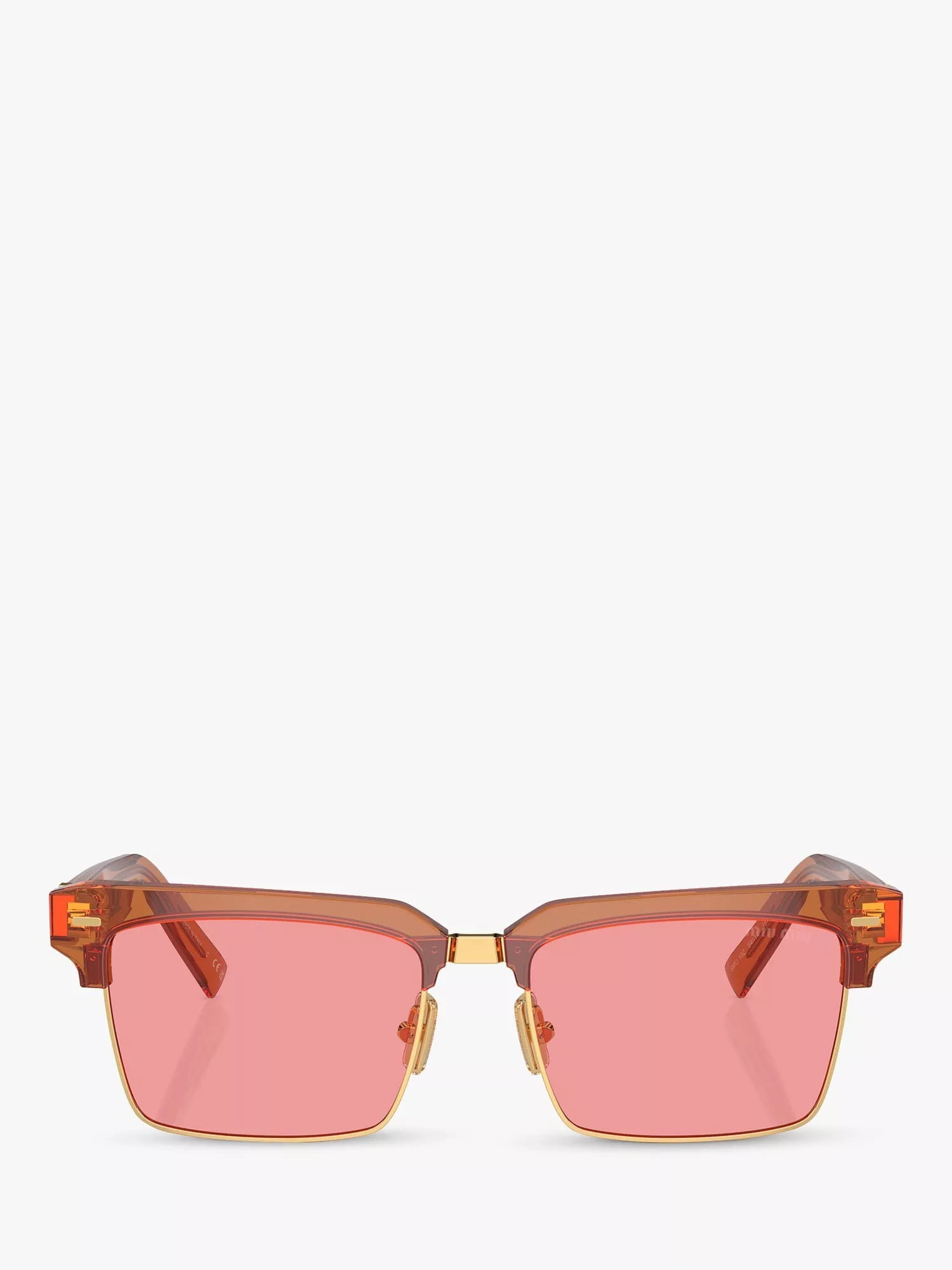 Miu Miu women's rectangular sunglasses caramel transparent - British product
