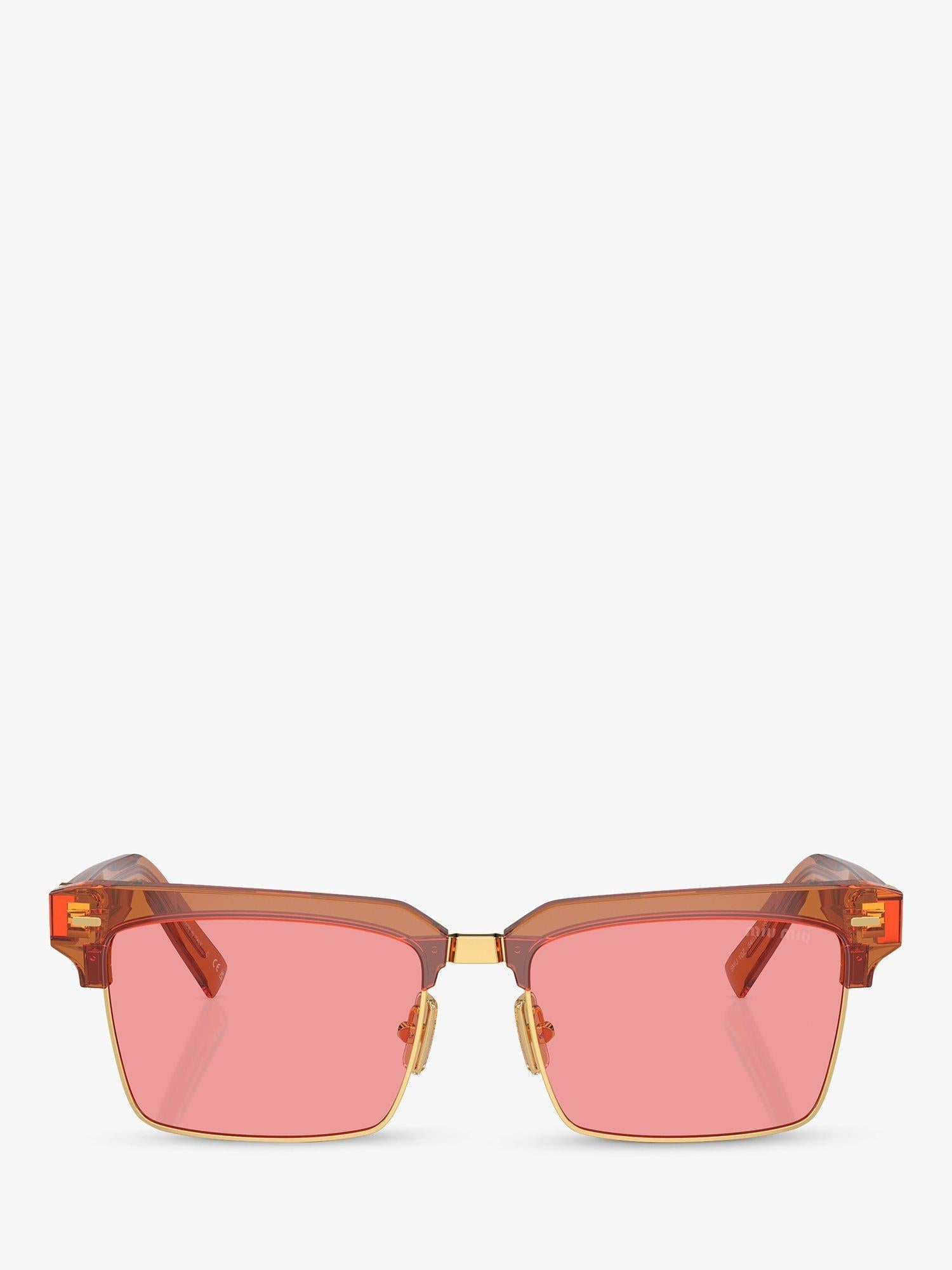 Miu Miu women's rectangular sunglasses caramel transparent - British product