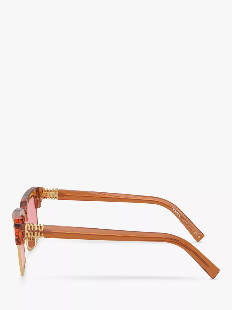 Miu Miu women's rectangular sunglasses caramel transparent - British product