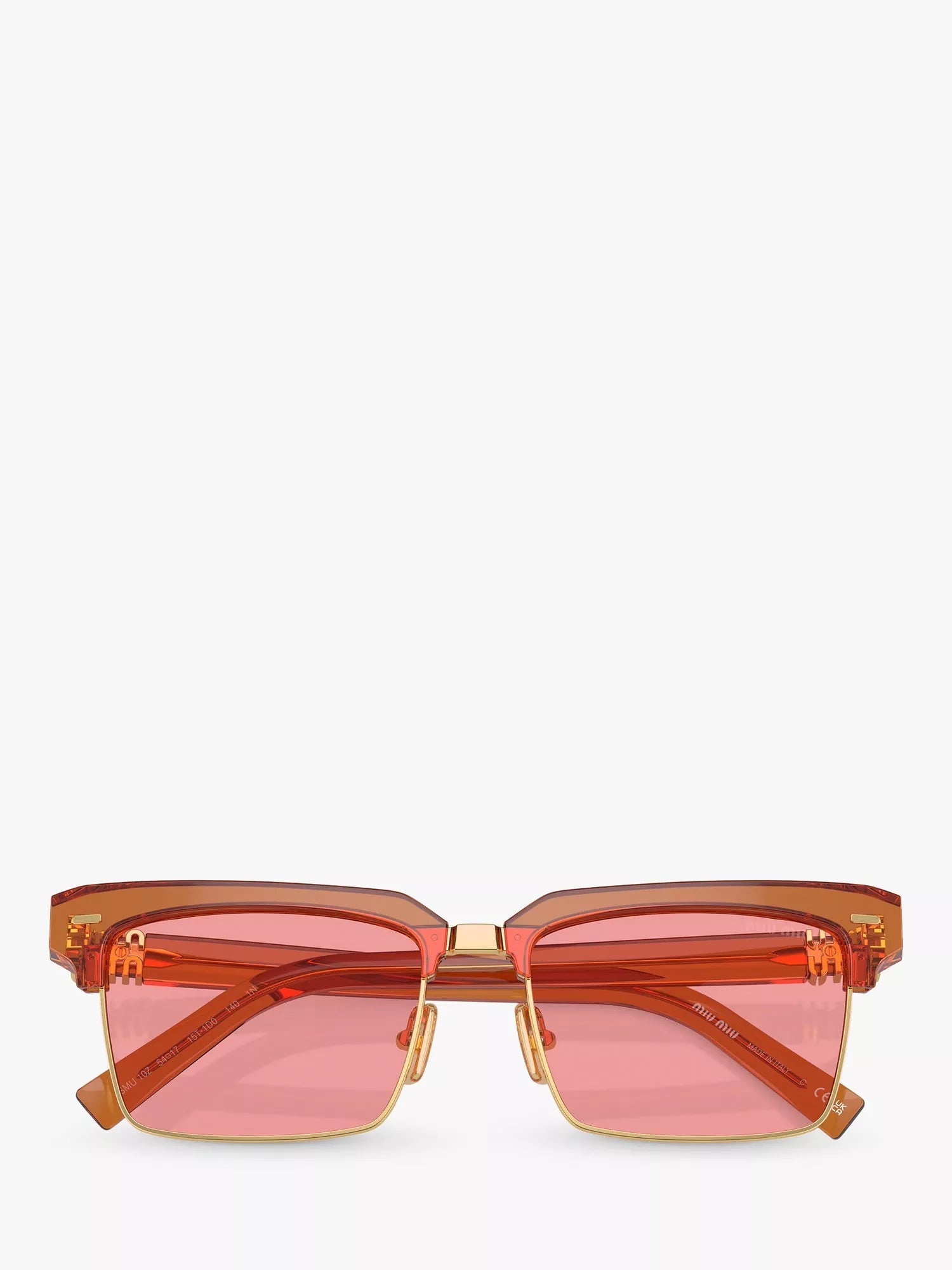 Miu Miu women's rectangular sunglasses caramel transparent - British product