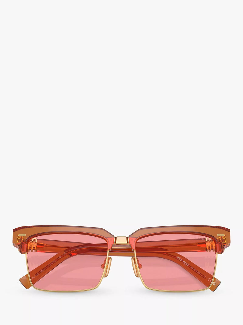Miu Miu women's rectangular sunglasses caramel transparent - British product
