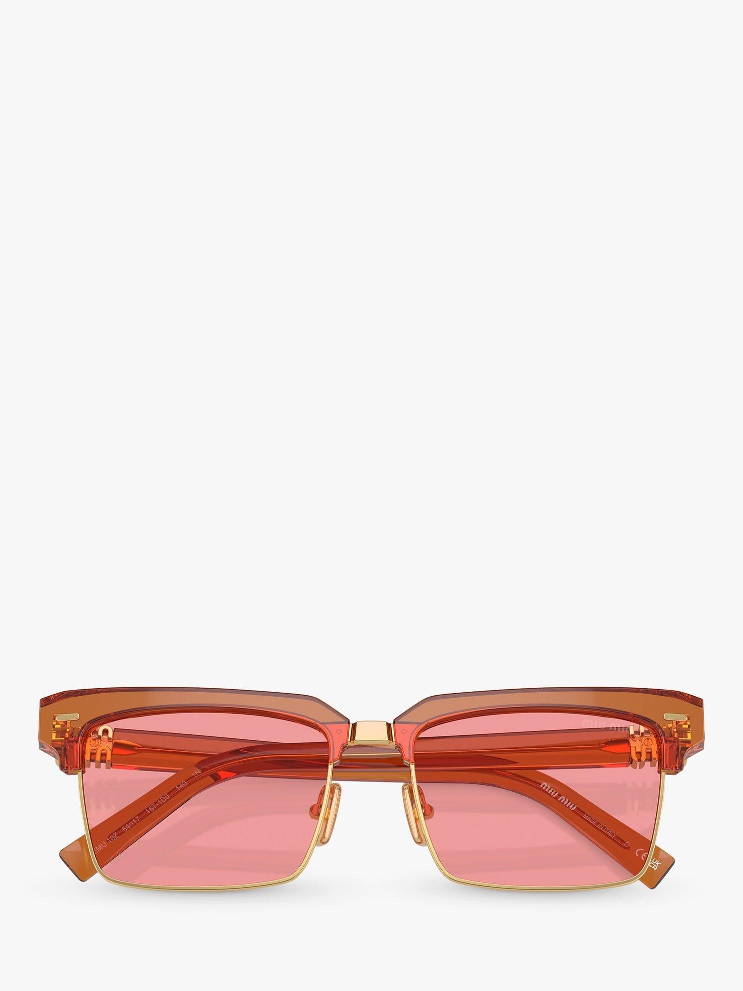 Miu Miu women's rectangular sunglasses caramel transparent - British product