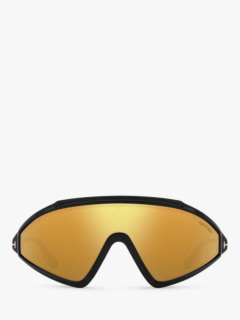 TOM FORD wrap sunglasses shiny black mirror yellow (British brand)