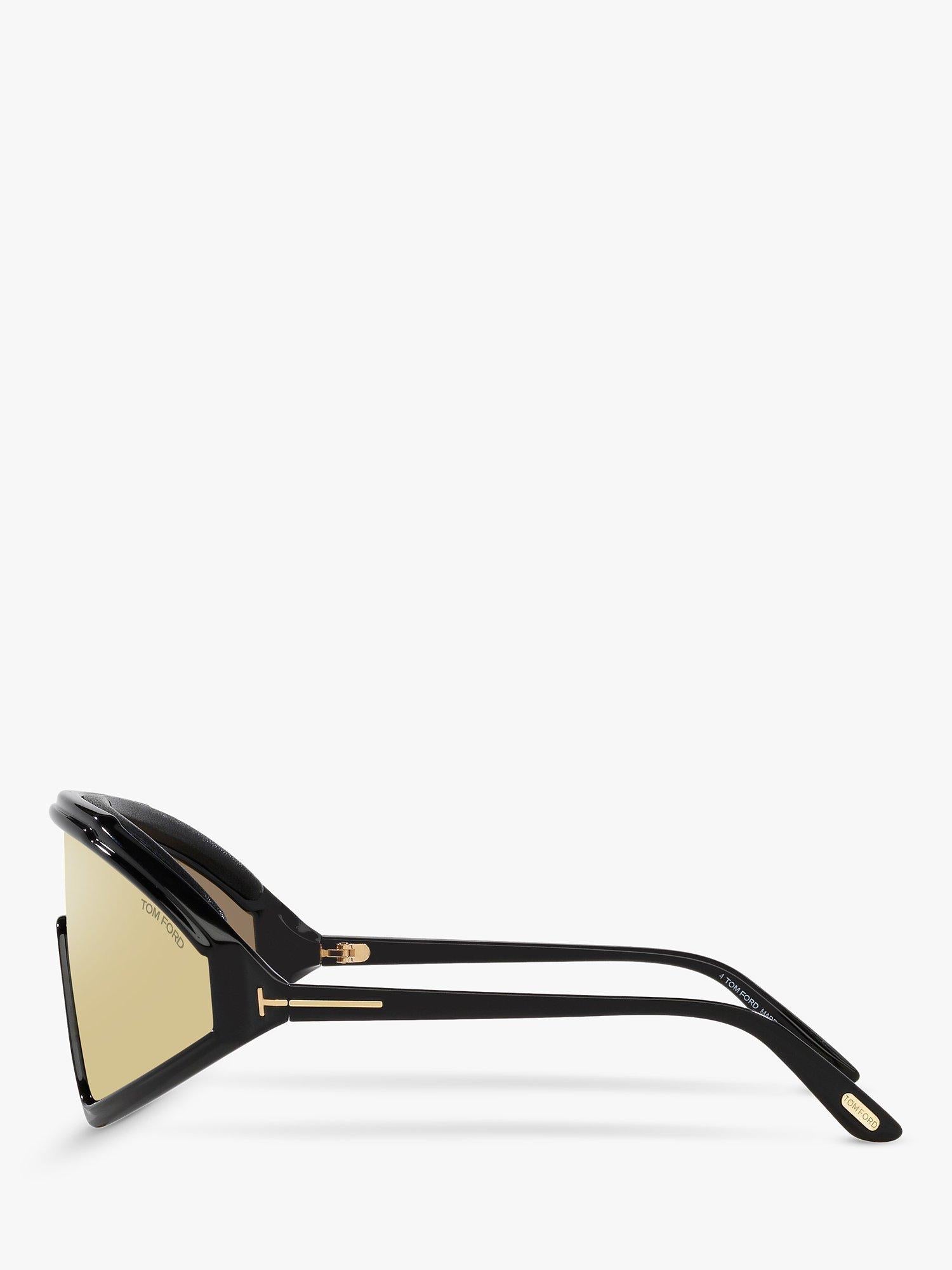 TOM FORD wrap sunglasses shiny black mirror yellow (British brand)