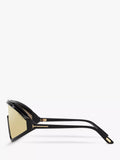 TOM FORD wrap sunglasses shiny black mirror yellow (British brand)