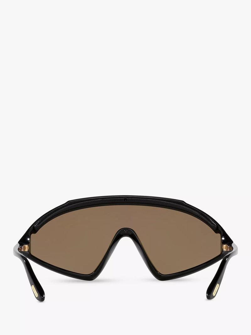 TOM FORD wrap sunglasses shiny black mirror yellow (British brand)